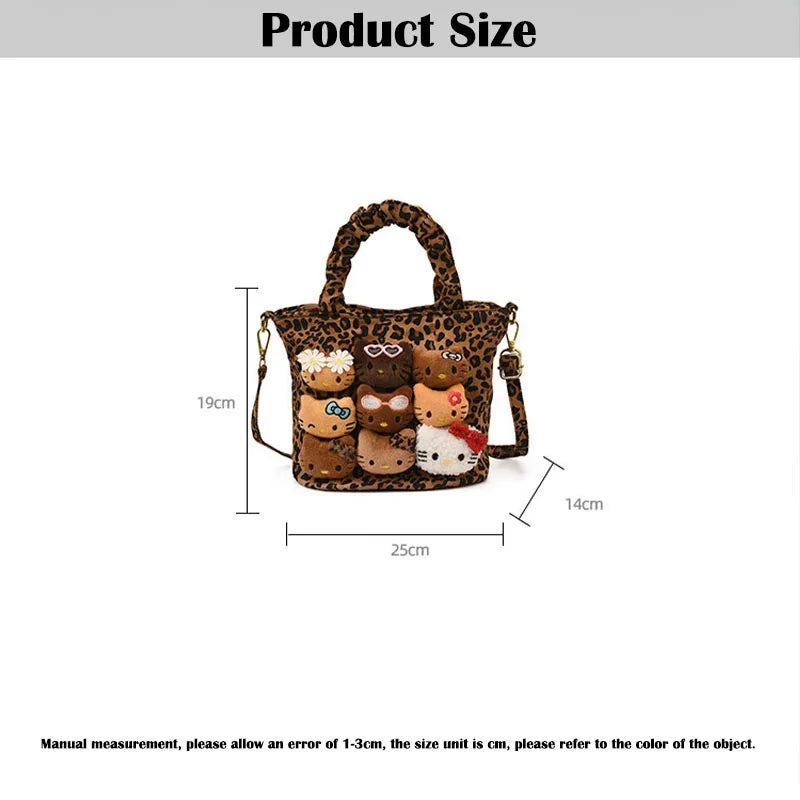Kawaii Sanrio Hello Kitty Leopard Crossbody Shoulder Bag
