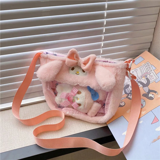 Kawaii Sanrio My Melody Transparent Plush Crossbody Bag