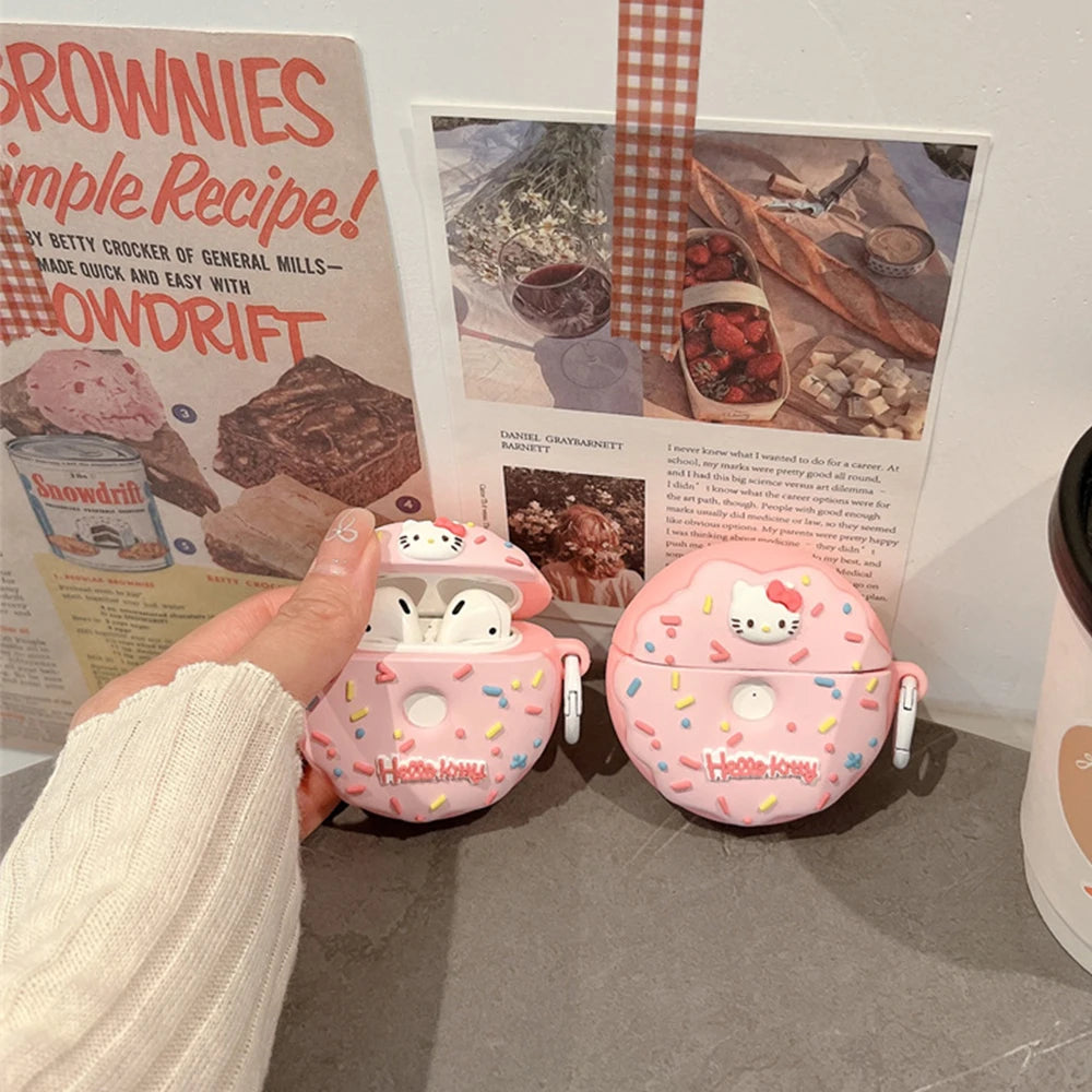 Kawaii Silicone Hello Kitty AirPods Case – Doughnut Design