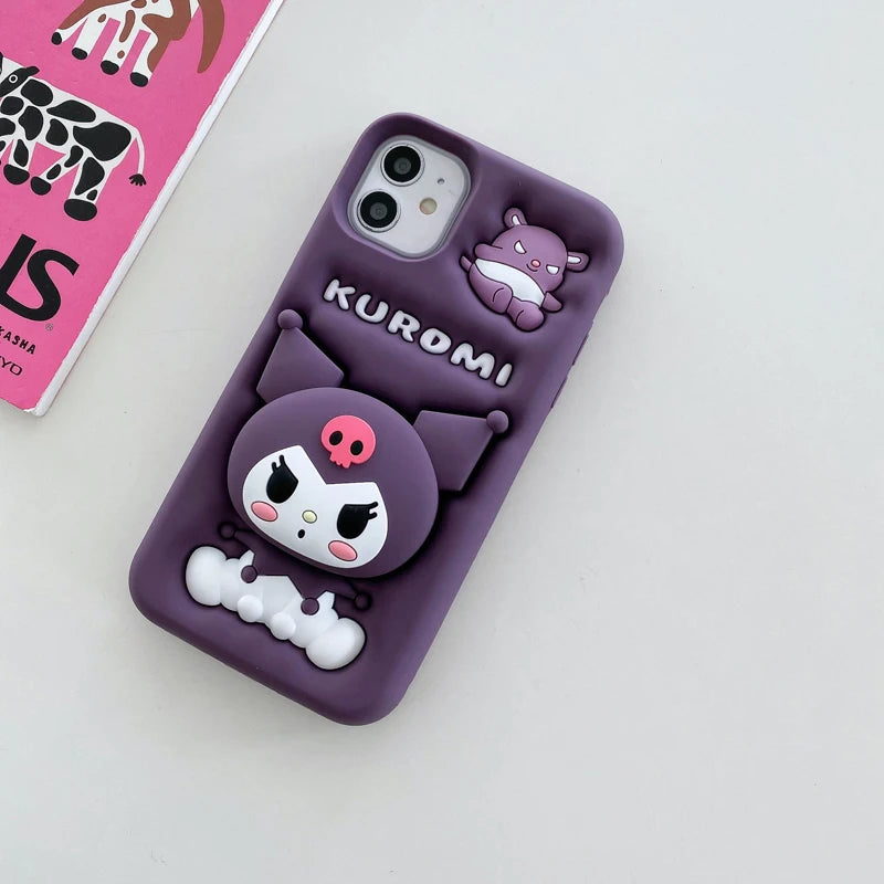 Kuromi 3D Silicone Phone Case | Sanrio Cute Design with Grip Tok Holder