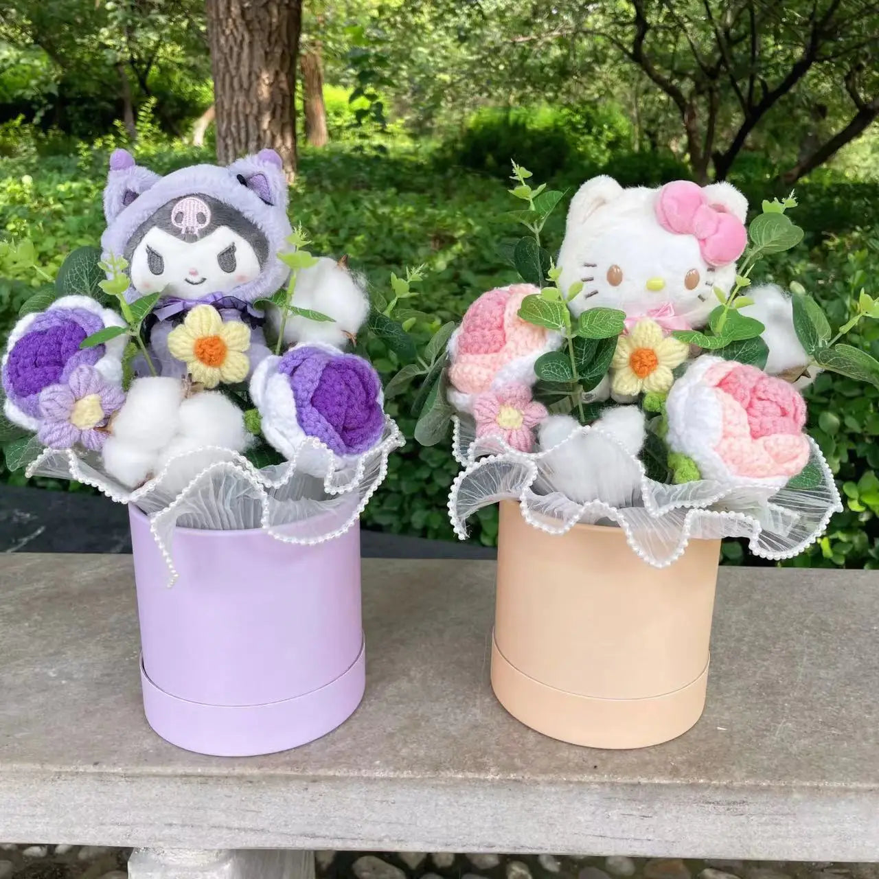 kuromi plant pot Sanrio Kuromi Plush Bouquet with Floral Arrangement