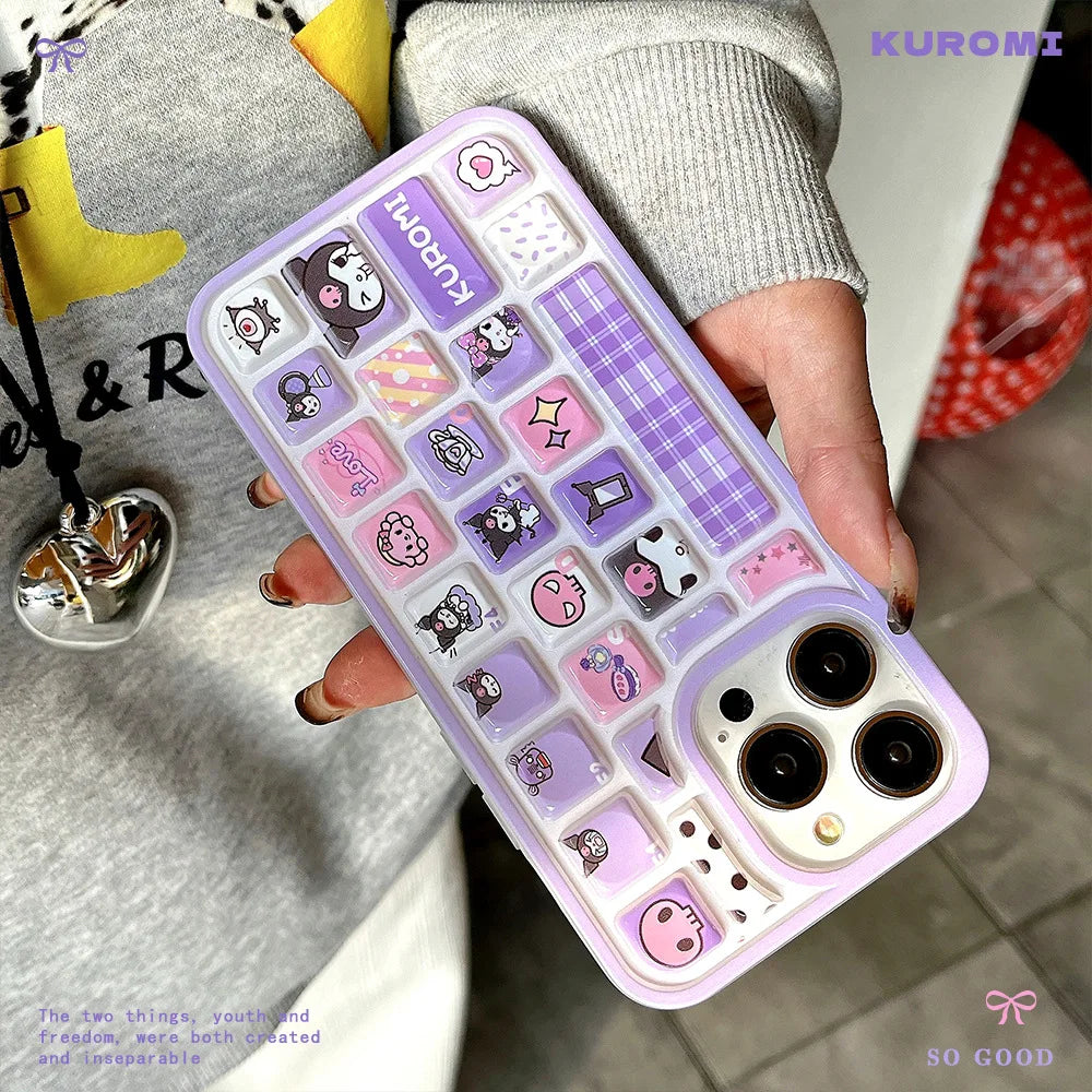 Kuromi Purple 3D Keyboard Design Case for iPhone – Cute Protective Shell