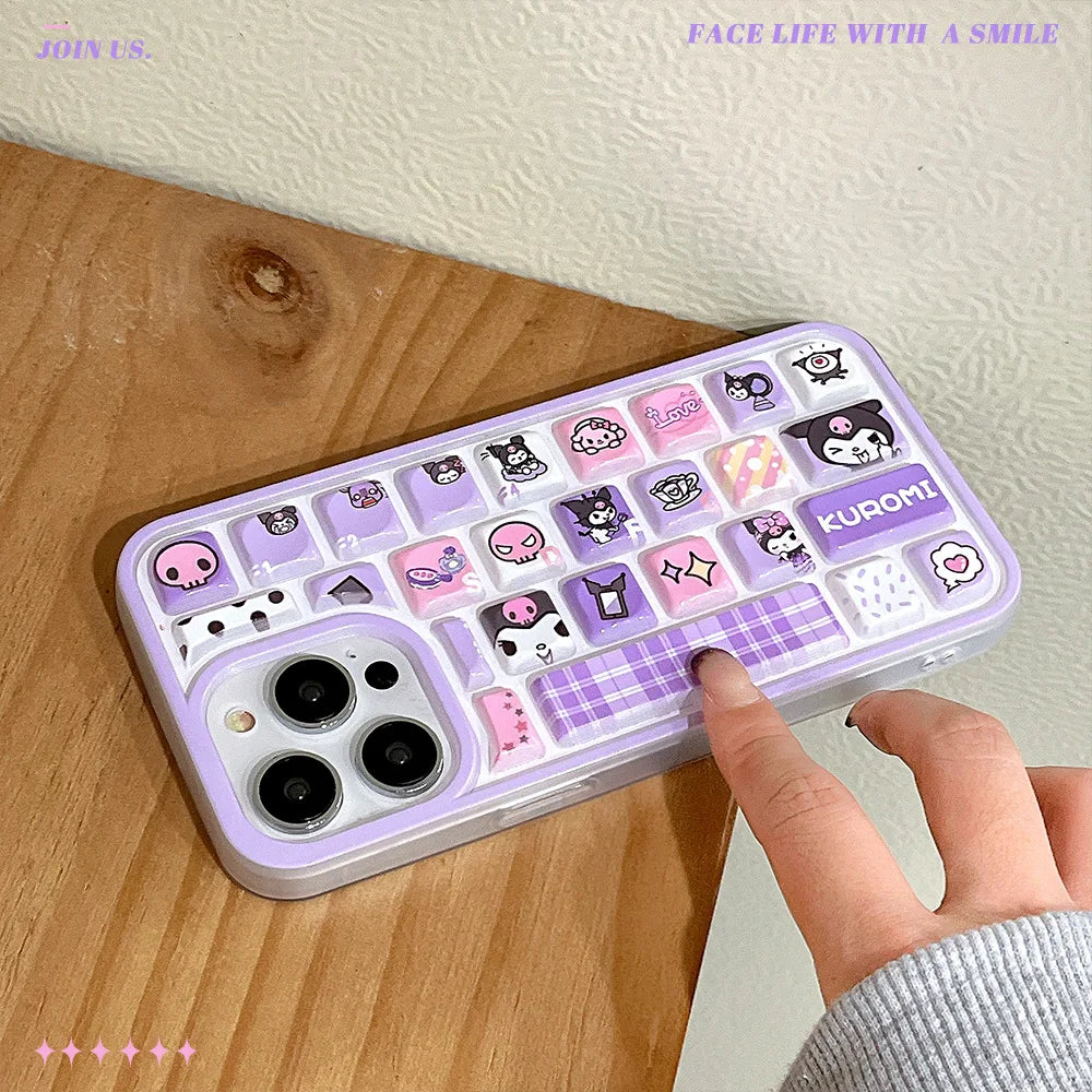 Kuromi Purple 3D Keypad Phone Case for iPhone – Cute & Durable