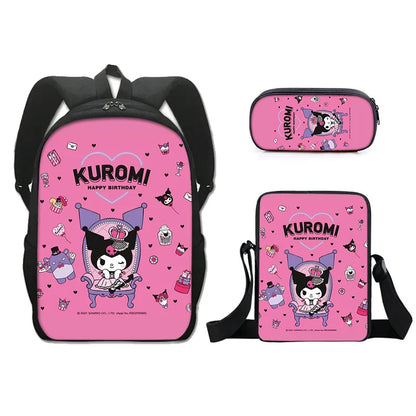 Kuromi's Bold Bundle: Backpack, Shoulder Bag & Pencil Case