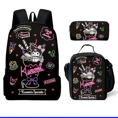 Kuromi's Mischief Collection: Backpack, Shoulder Bag & Pencil Case Set