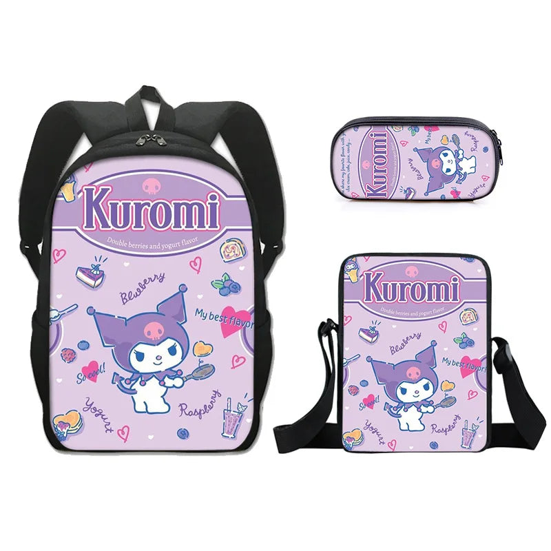 Kuromi's Stylish Set: Backpack, Shoulder Bag & Pencil Case