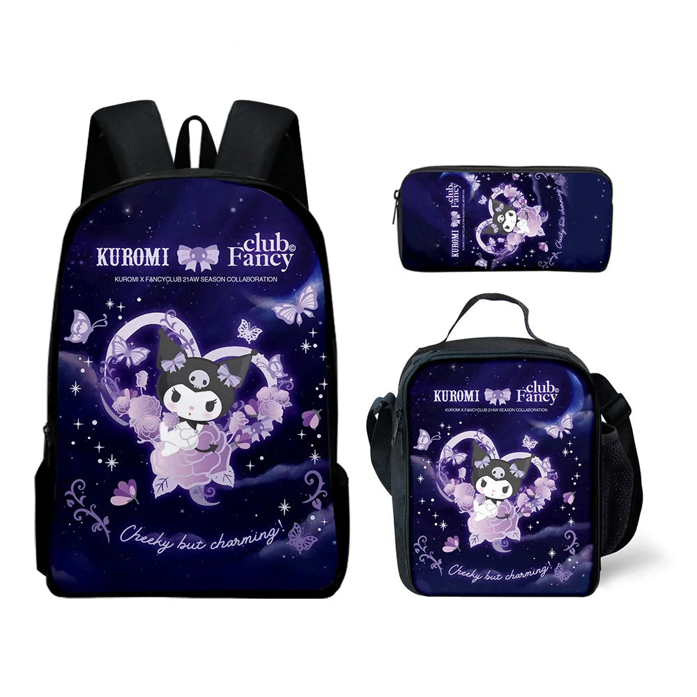 Kuromi's Ultimate Accessory Trio: Backpack, Shoulder Bag & Pencil Case
