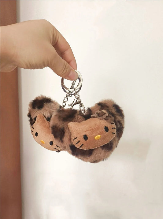 Leopard Heart Hello Kitty Keychain