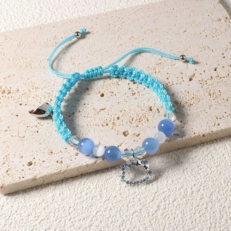 Magnetic Matching Bracelets with Crystal Beads & Hello Kitty Charm