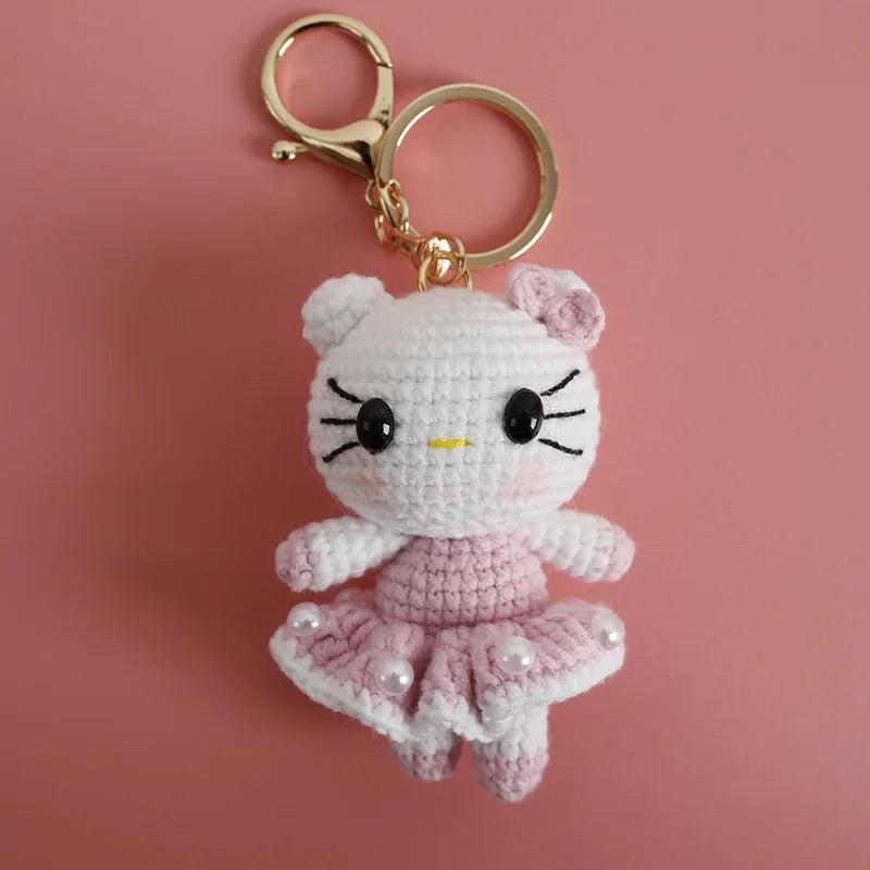 Mini Crochet Hello Kitty – Cute Handmade Key Ring