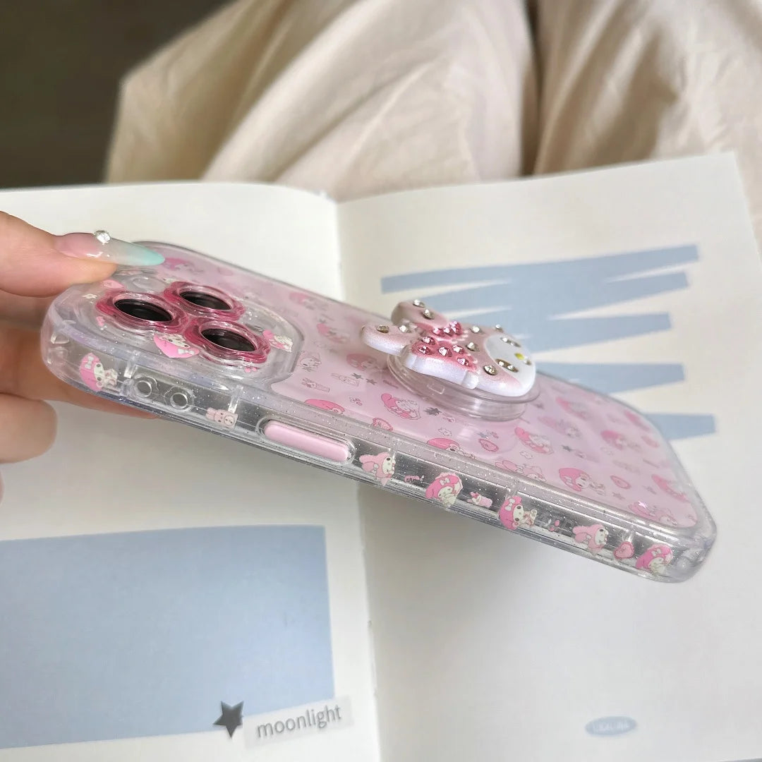 My Melody 3D Pink Silicone Phone Case – Kawaii Heart Design Shockproof Cover