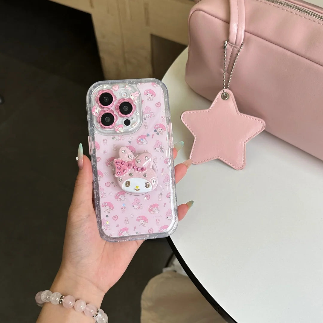 My Melody Heart Pink 3D Silicone Phone Case – Cute Sanrio Kawaii Cover