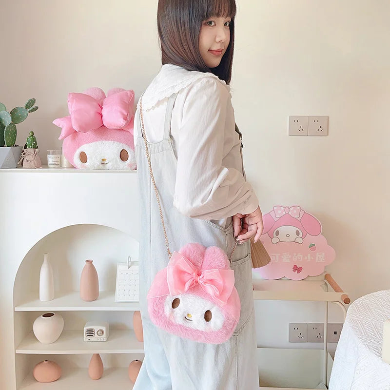 My Melody Plush Messenger Bag – Cute Sanrio Shoulder Purse