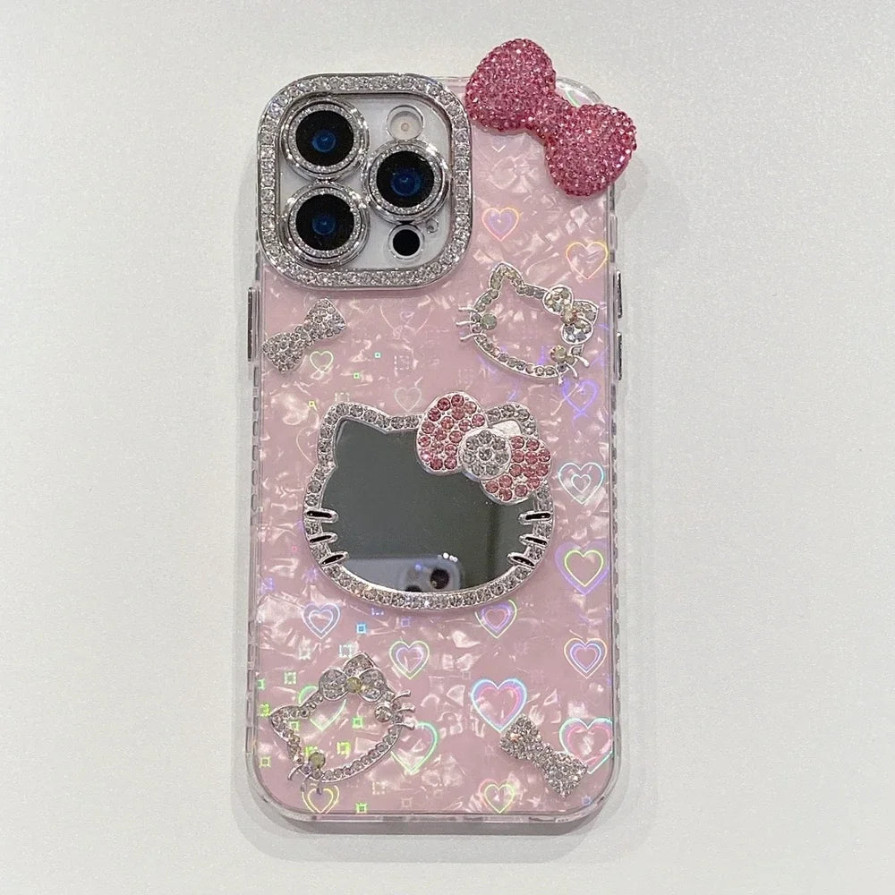 Pink Hello Kitty Glitter 3D phone case for Iphone 17