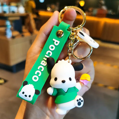 Pochacco Green Charm Keychain | Stylish Backpack Pendant & Key Ring