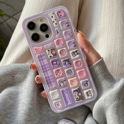 Purple 3D Kuromi Keyboard iPhone Case – Adorable Cartoon Aesthetic