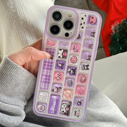 Purple Kuromi 3D Keyboard Phone Case for iPhone – Cute Gothic Style