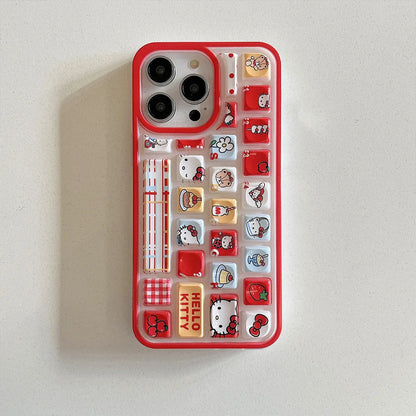 Red Hello Kitty 3D Keyboard Phone Case for iPhone – Cute Cartoon Cover