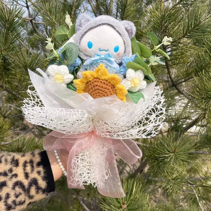 Sanrio Cinnamoroll Plush in Elegant Lace Wrap with Blooming Flower Accent