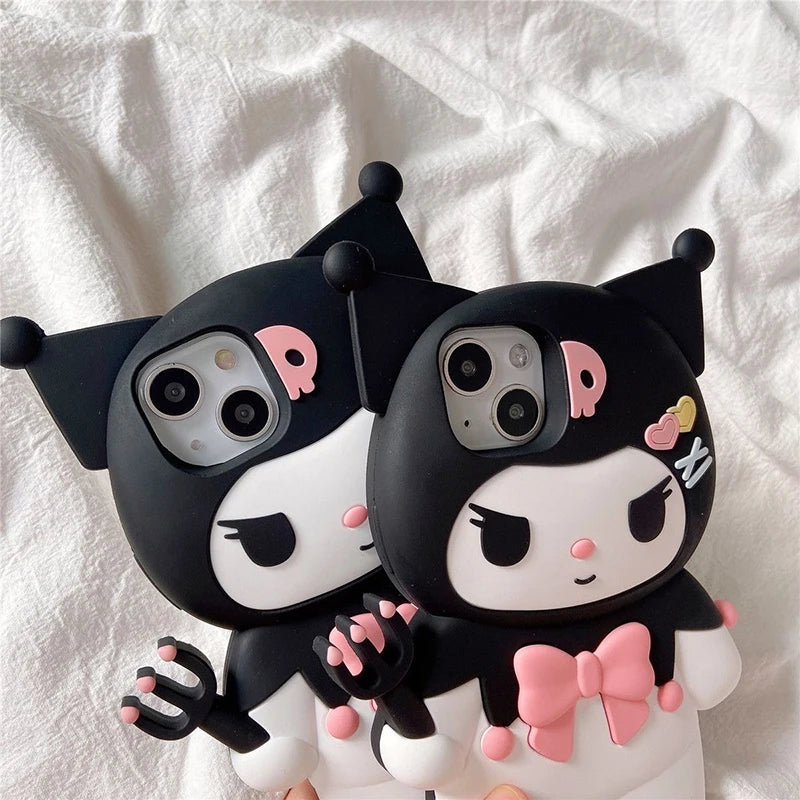 Kawaii 3D Dark Kuromi Style Soft Silicone Phone Case