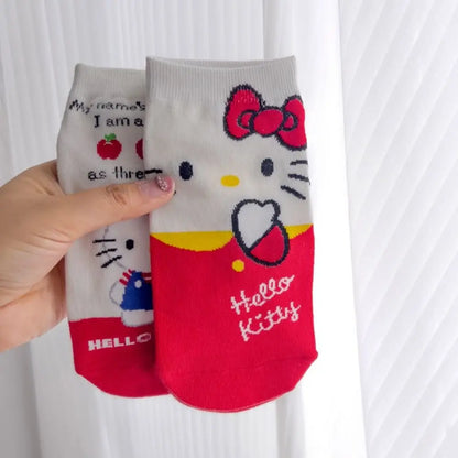 Korean Style Sweet and Comfortable Hello Kitty Women's Cotton Socks | Kawaii Sanrio Design