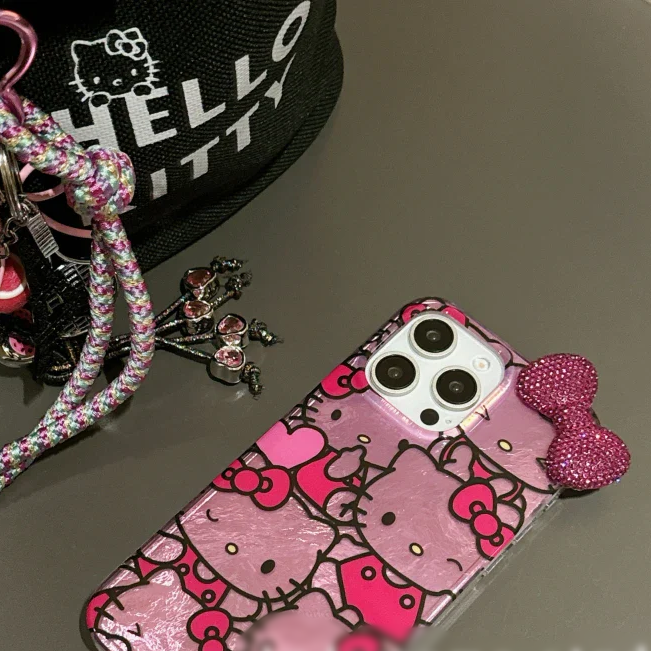 Hello Kitty iPhone Case – Sparkling Diamond Bowknot Design