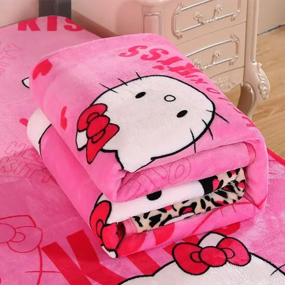 Sanrio Hello Kitty Comforter | Flannelette Blanket for Spring & Autumn