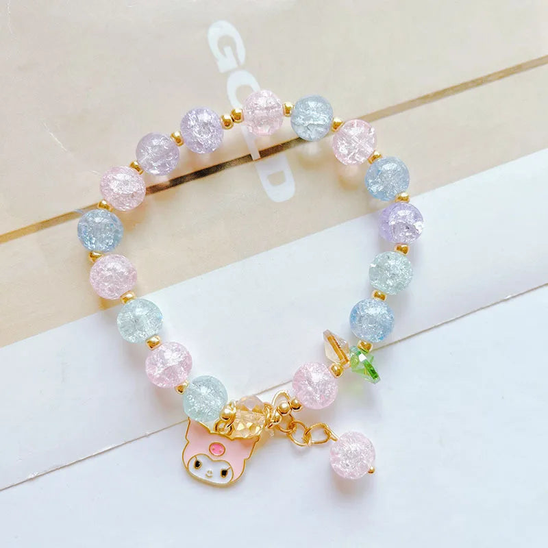 pink Kuromi Charm Crystal Bracelet