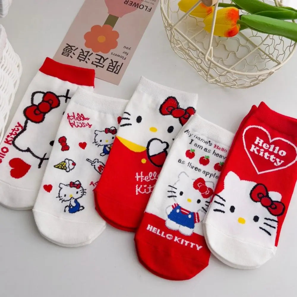 Kawaii Sanrio Hello Kitty Cotton Socks for Women | Sweet and Comfortable Korean Style