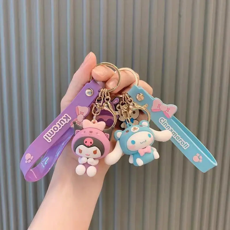 Kawaii Sanrio Keychain with Silicon Wristband Hello Kitty, Cinnamoroll, Kuromi, Pompompurin, Melody