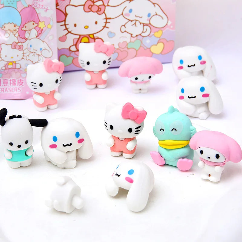 32Pcs/Box Sanrio Eraser Blind Box Hello Kitty & Friends | Crayon Shin-chan | Pokemon