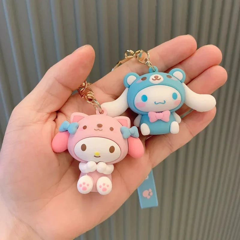 Kawaii Sanrio Keychain with Silicon Wristband Hello Kitty, Cinnamoroll, Kuromi, Pompompurin, Melody