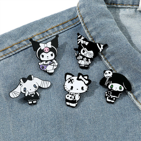 Gothic Style Sanrio Halloween Enamel Lapel Pins