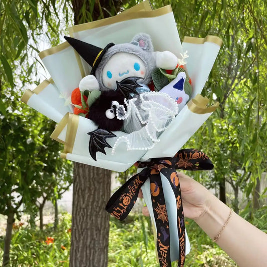 Sanrio Cinnamoroll Plush Bouquet Featuring a Halloween-Themed Hat