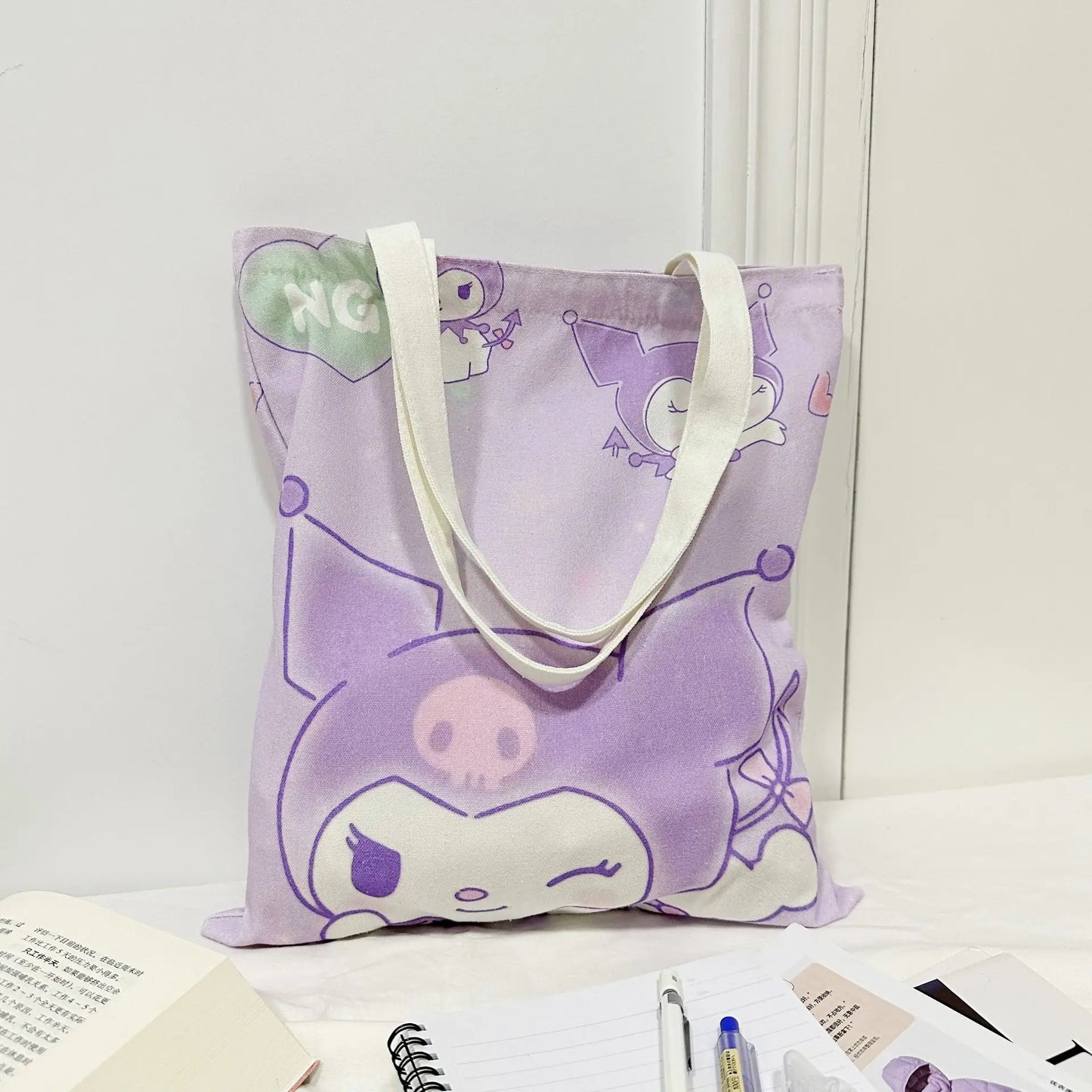 Sanrio Kuromi Shoulder Canvas Bag (Large Capacity)