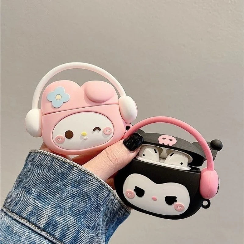 AirPod Case with Sanrio Character Wearing Headphones