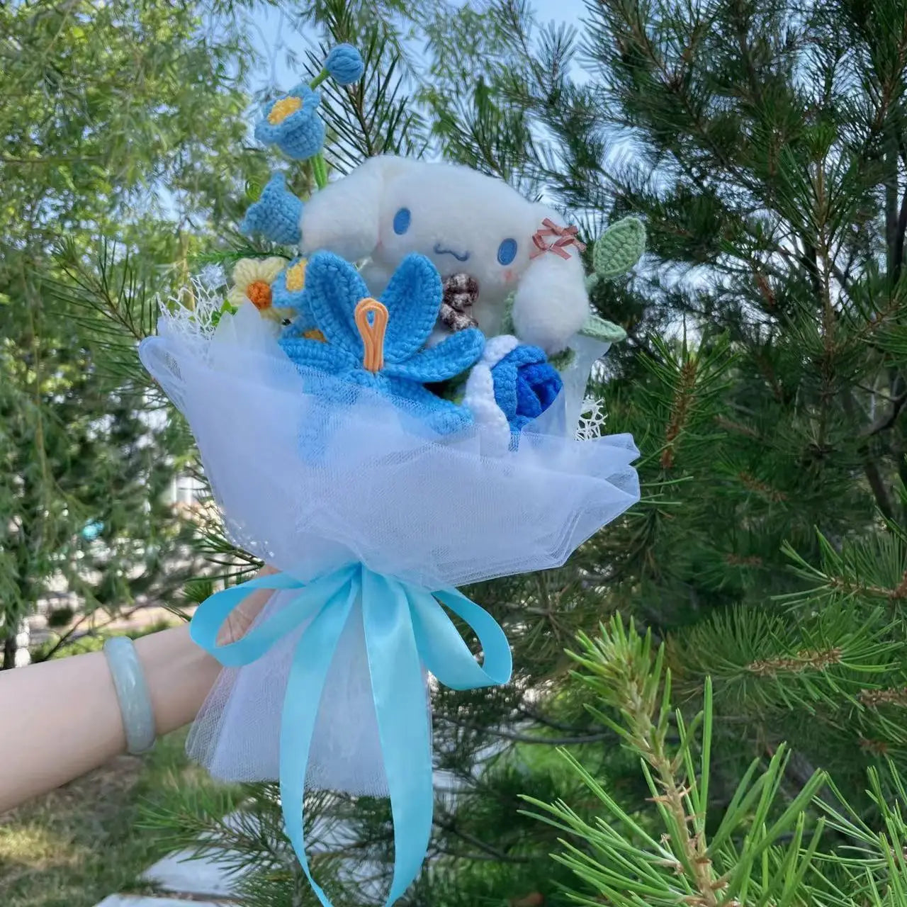 Sanrio Plush Bouquet | Cinnamoroll with Crochet Flower