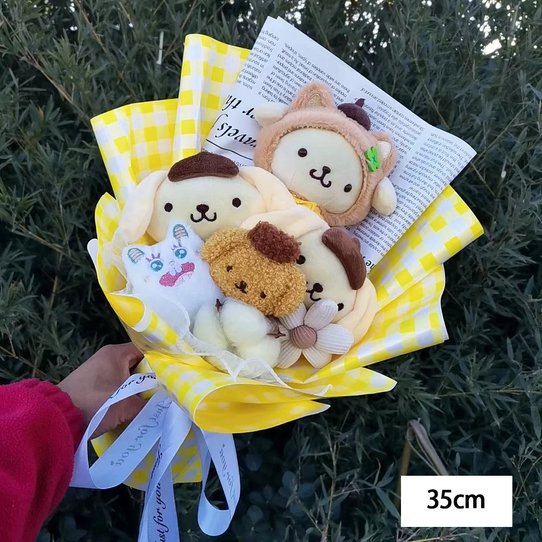 Sanrio Pompompurin Plush Bouquet | Kawaii Pompompurin Plush Bouquet with Flower