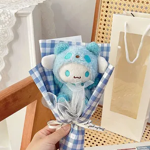 Delightful Sanrio Cinnamoroll Plush Arrangement with Decorative Wrapping and Ribbon Ties