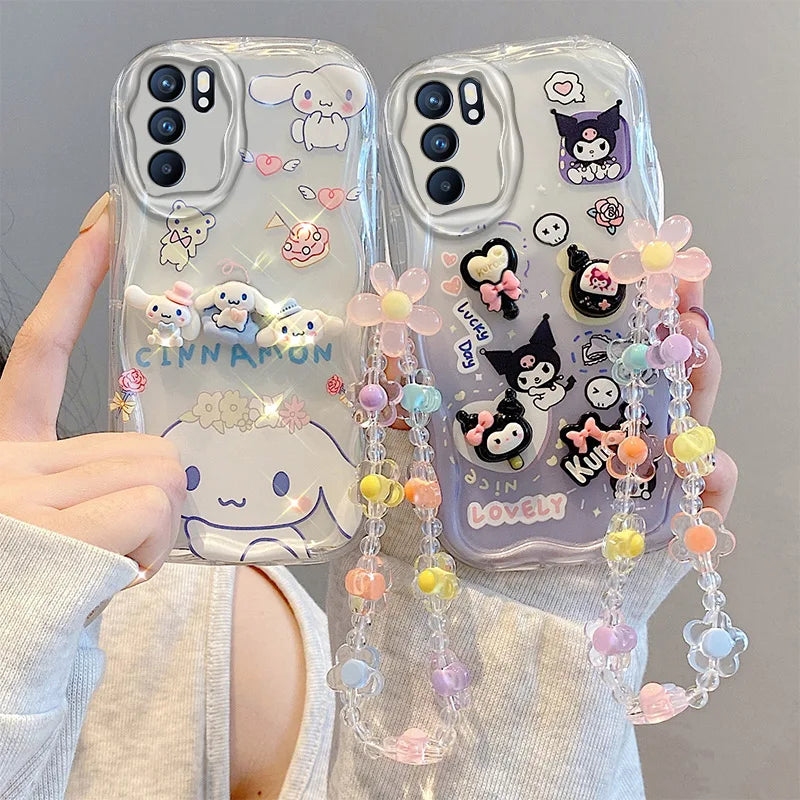 Kuromi 3D Soft Silicone Phone Case with Wrist Lanyard