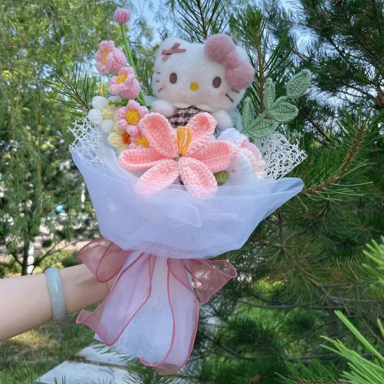 Hello Kitty Plush Bouquet by Sanrio | Includes Crochet Flower