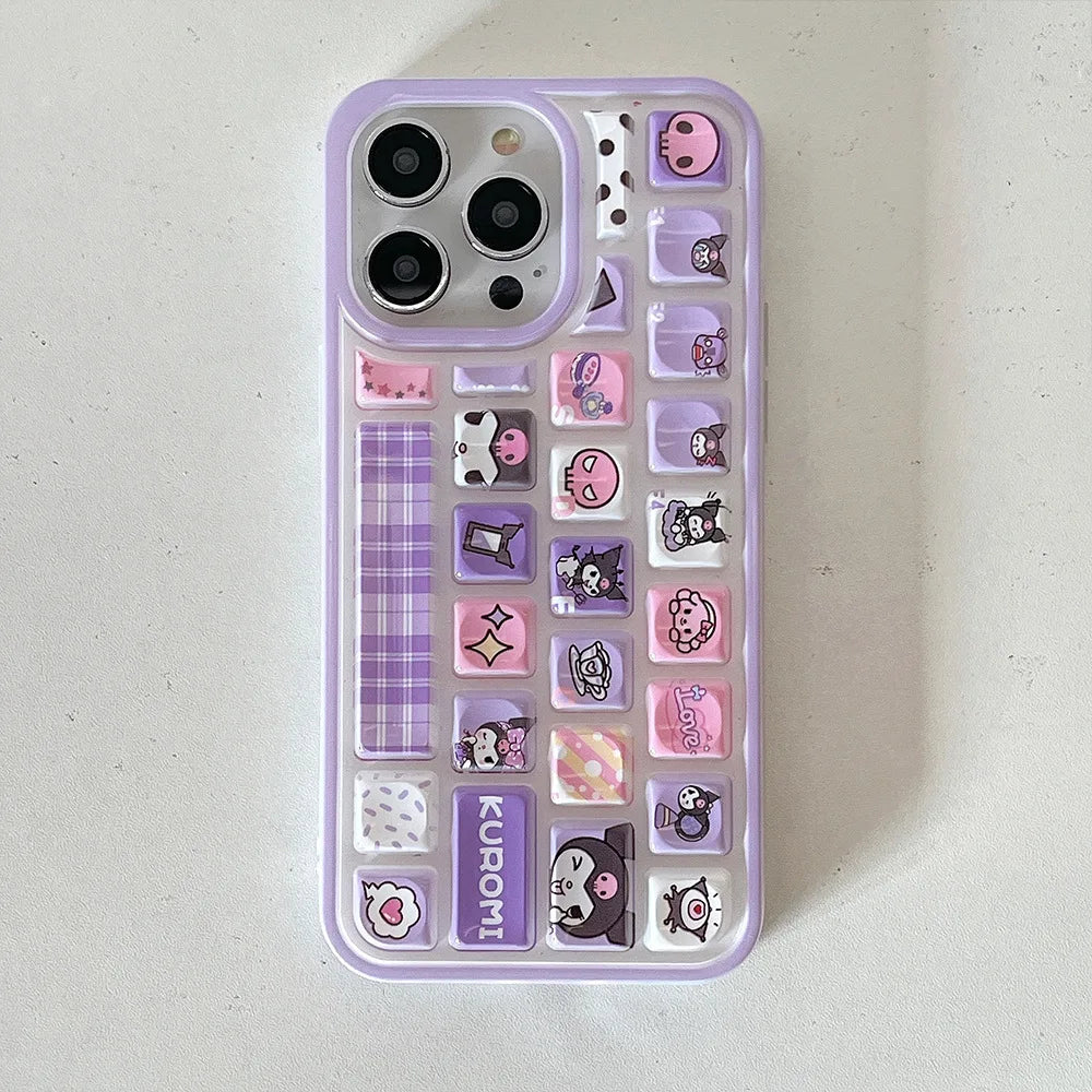 Purple Kuromi 3D Keyboard Retro Case for iPhone – Cute Gothic Look