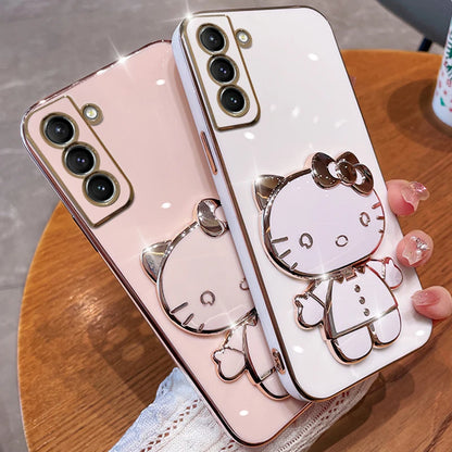 Hello Kitty Luxury Plating Phone Case for Samsung Galaxy | Mirror Rack Cover