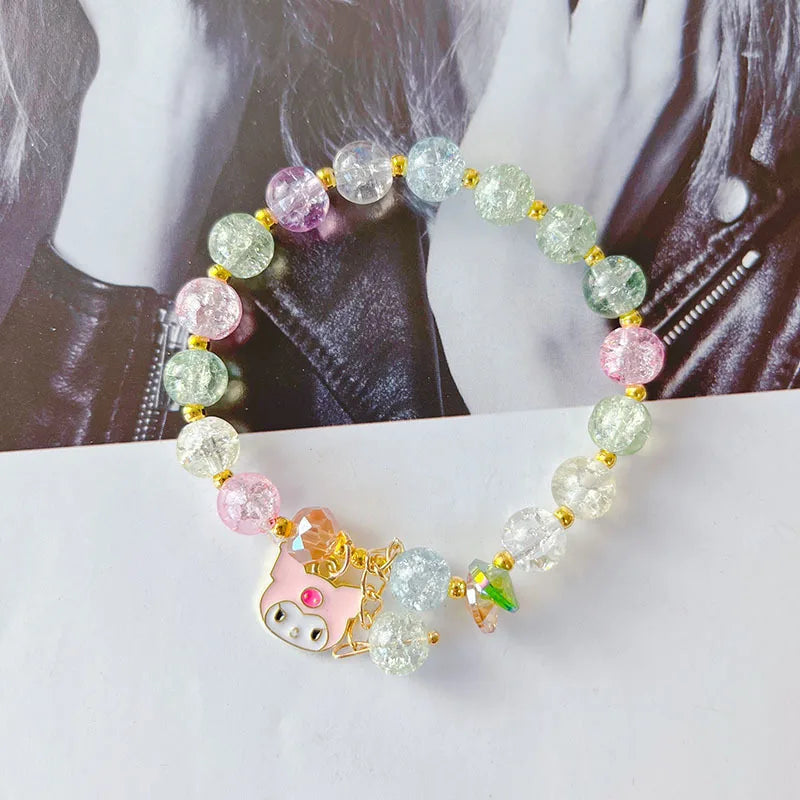 Kuromi Colourful Bead Bracelet with Elastic Rope