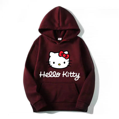 Sanrio Hello Kitty Sweatshirt & Hoodie in Red wine