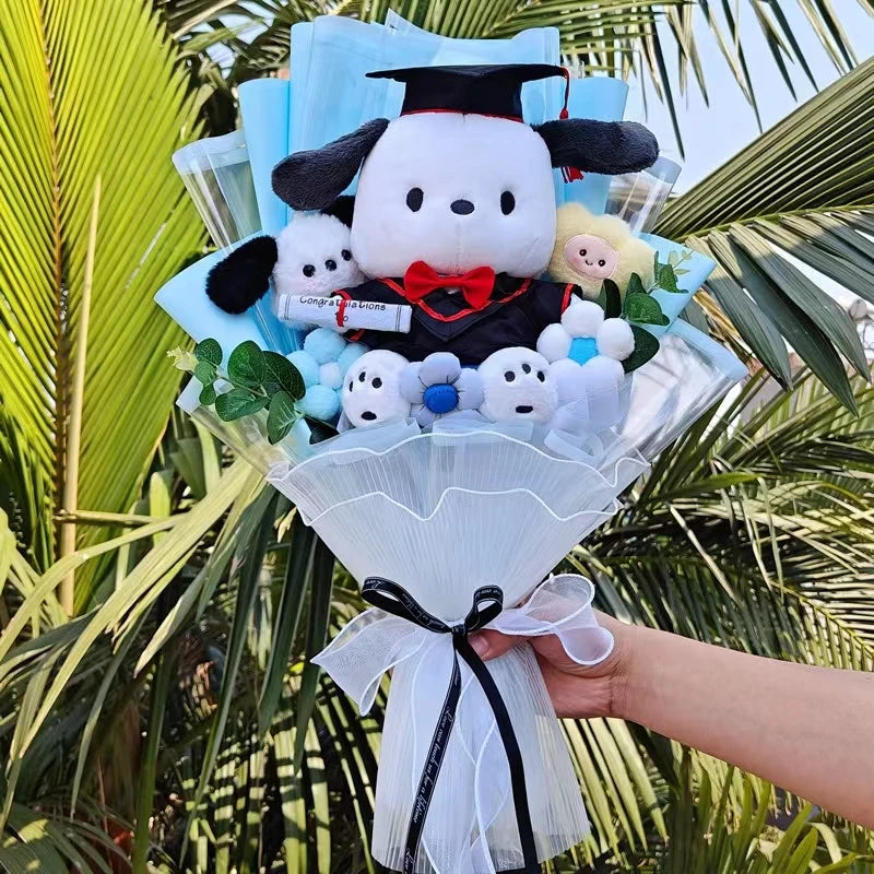 Sanrio Pochacco With Graduation Hats | Handmade Pochacco Bouquet for Graduation Day