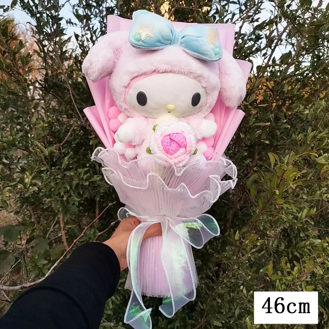 Sanrio My Melody Plush with Beautiful Lace Wrap and Blooming Flower