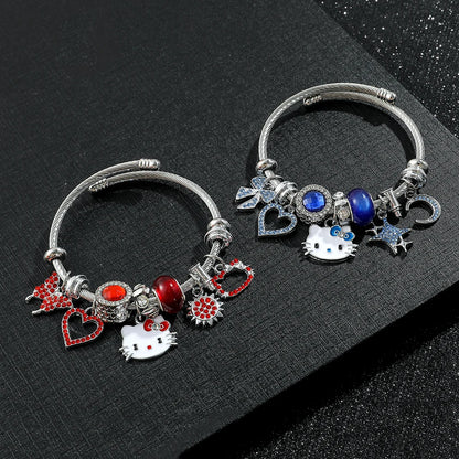 Hello Kitty Charms Bracelets blue or red Pendant