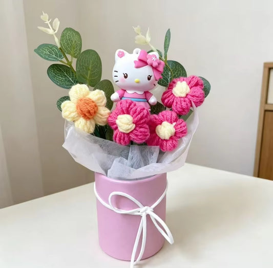 Sanrio Hello Kitty Hug Bucket | Plush Bouquet with Elegant Floral Arrangement