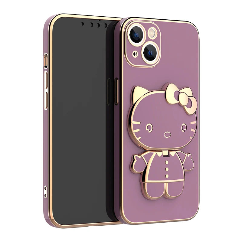 Hello Kitty Mirror Bracket Purpe Holder Case for iPhone